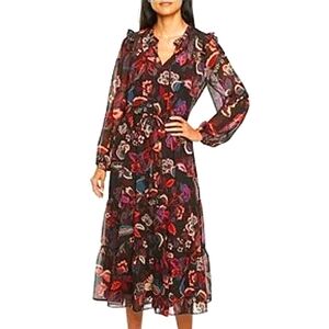 Maia floral chiffon midi dress
